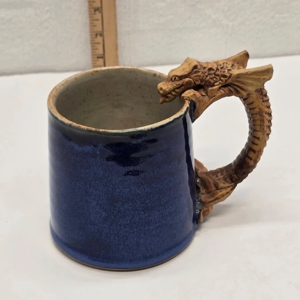Dragon Mug Fantasy Gothic Stoneware‎ Blue Coffee Cup